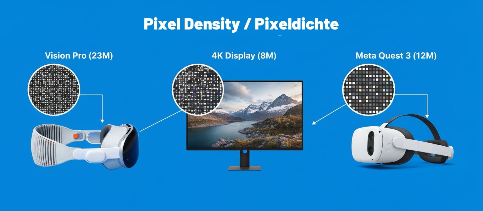 Display-Auflösungsvergleich Apple Vision Pro gegen konkurrierende Headsets