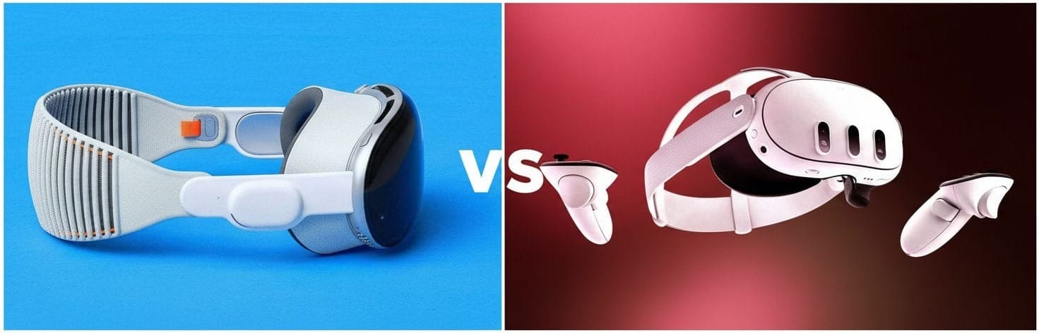 Vergleichstabelle Apple Vision Pro gegen Meta Quest 3 für B2B-Anwendungen