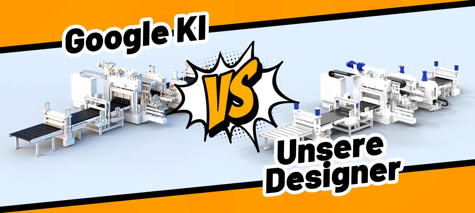 Vergleich KI-generierte Visualisierung vs professionelles CGI-Rendering für Maschinenbau mit technischen Präzisionsunterschieden